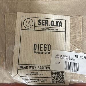 SER.O.YA. SEROYA Womens Size 29 Jeans Cropped Distressed Raw Hem Sand Dune NWT